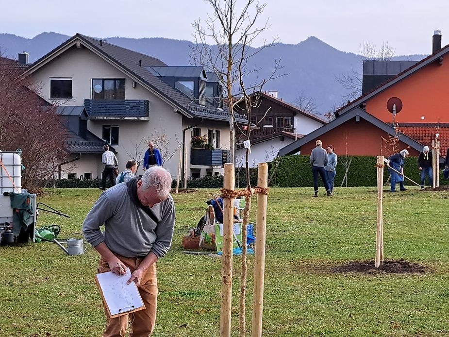 Auf einem Pflanzplan werden die Sorten und die Standorte der Bäume dokumentiert. Foto Ingrid Geiersberger